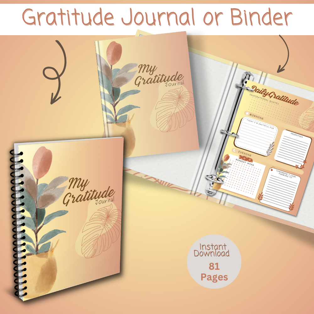 Gratitude Journal Digital Download 81 Pages