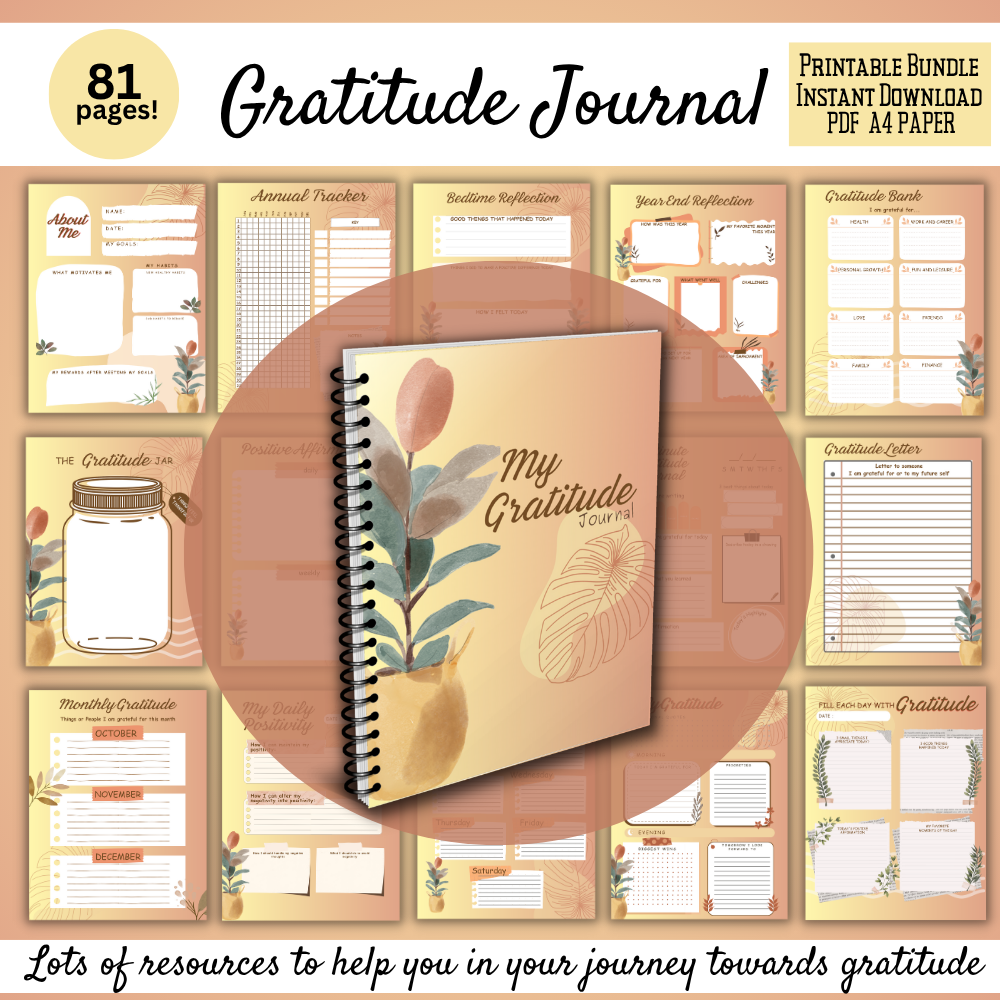 Gratitude Journal Digital Download 81 Pages
