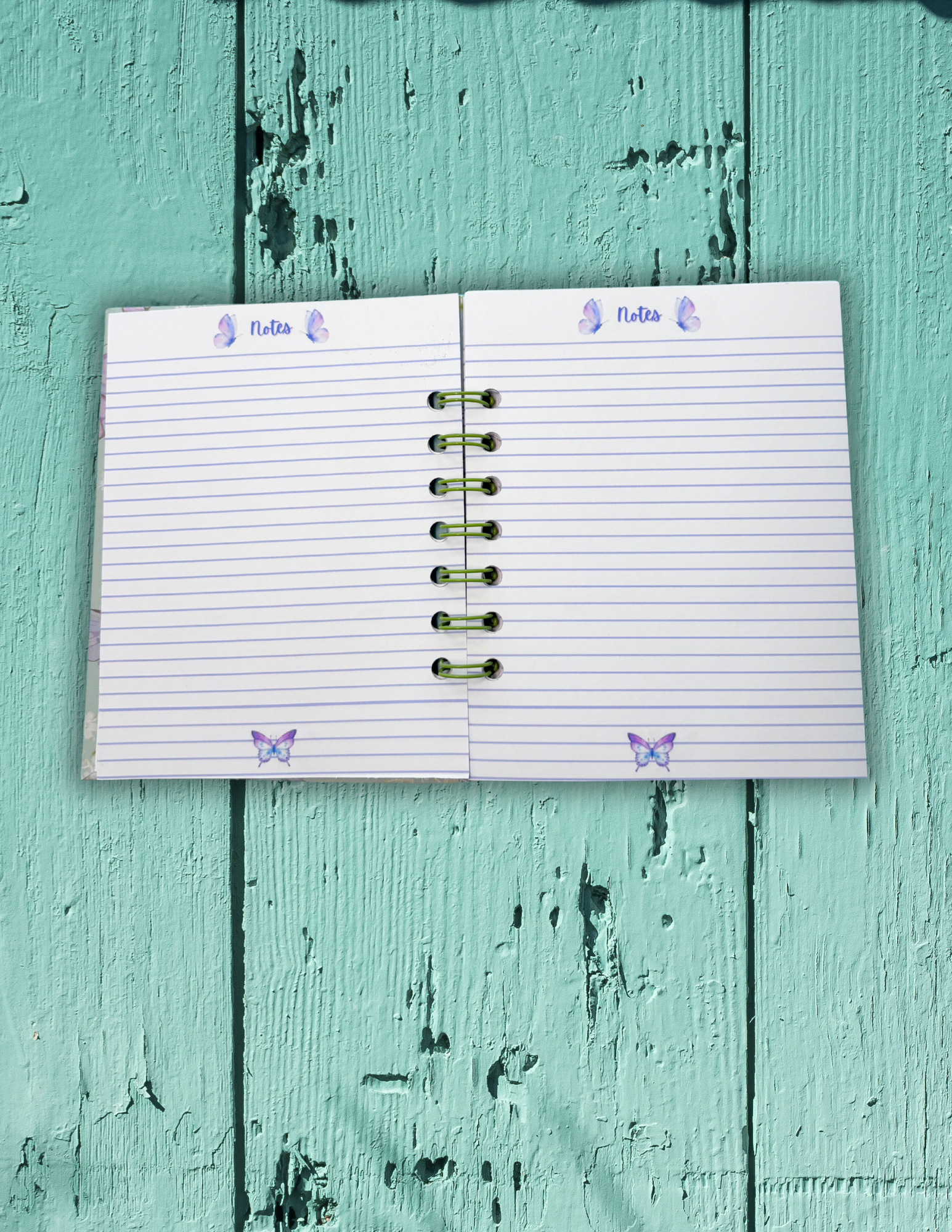 Green Floral & Butterfly Spiral Bound Mini Notebook