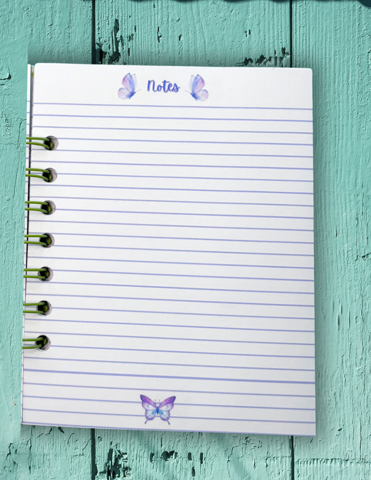 Green Floral & Butterfly Spiral Bound Mini Notebook