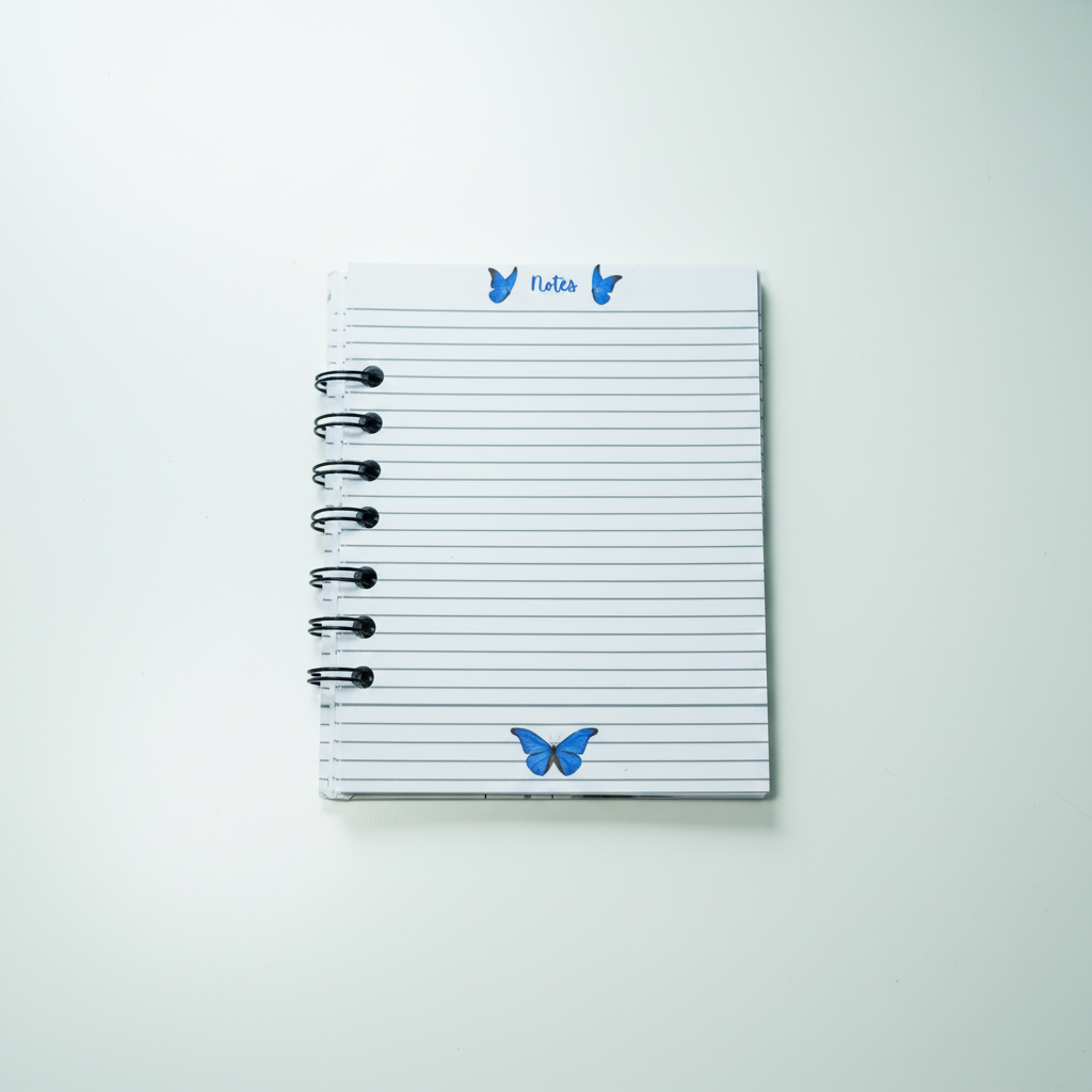 Blue and Grey Butterfly Floral Mini Notebook