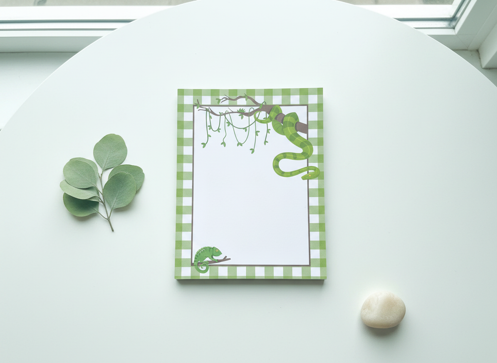 Gingham Reptile Friends Notepad
