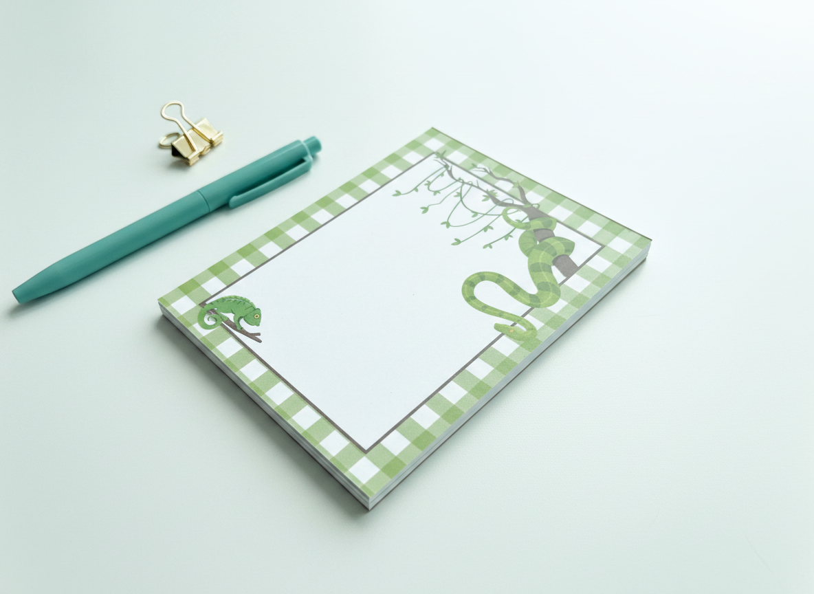 Gingham Reptile Friends Notepad