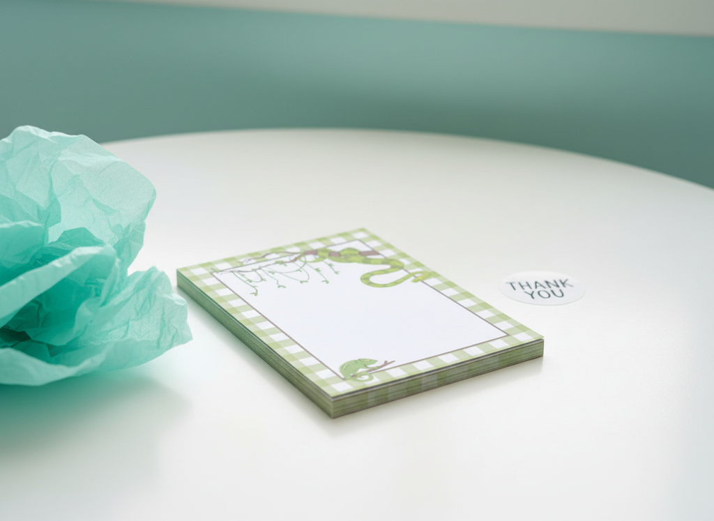 Gingham Reptile Friends Notepad