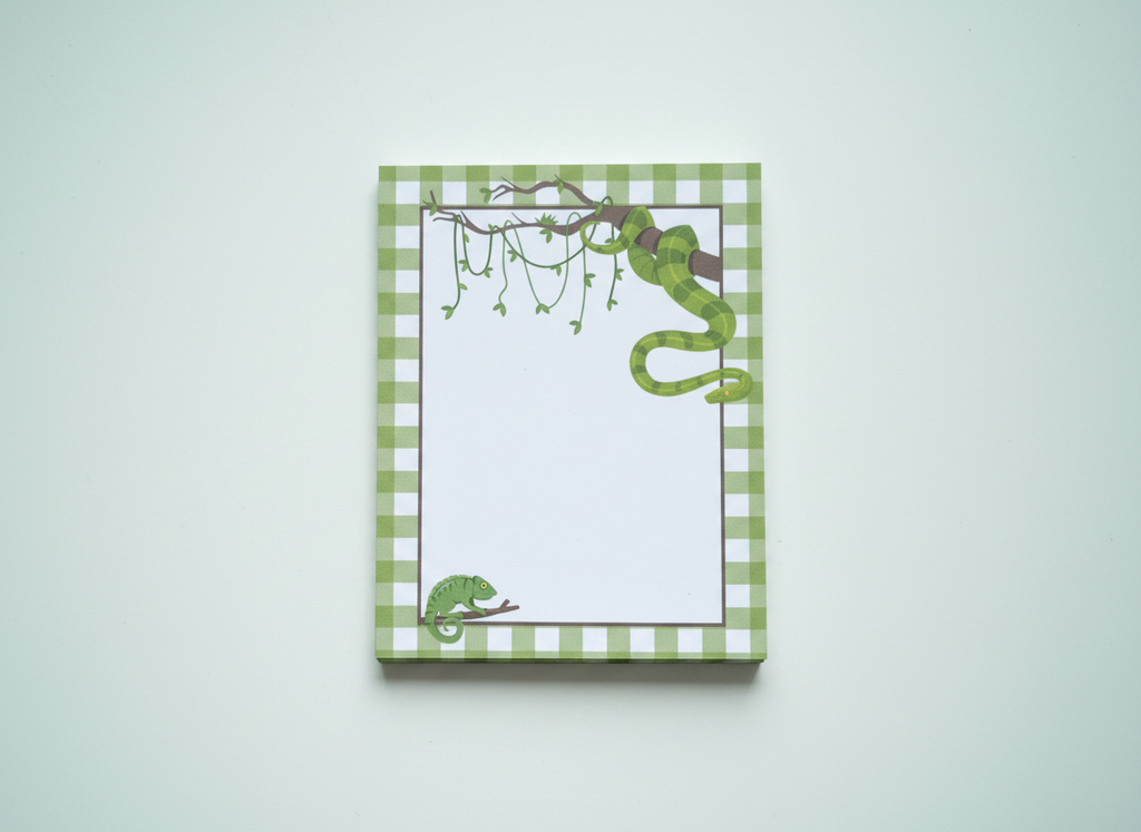 Gingham Reptile Friends Notepad