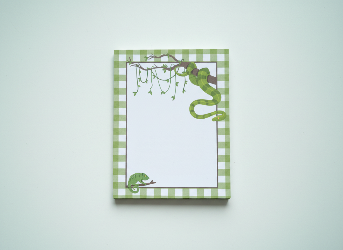 Gingham Reptile Friends Notepad