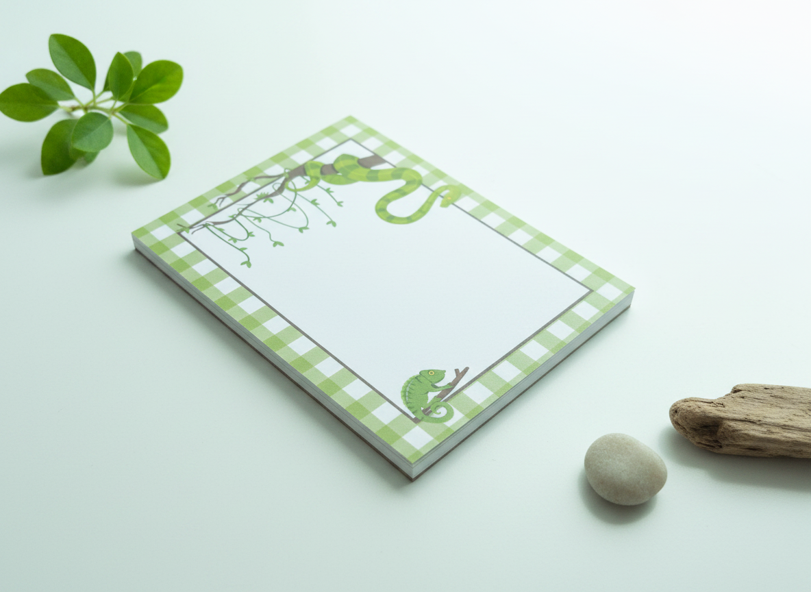 Gingham Reptile Friends Notepad