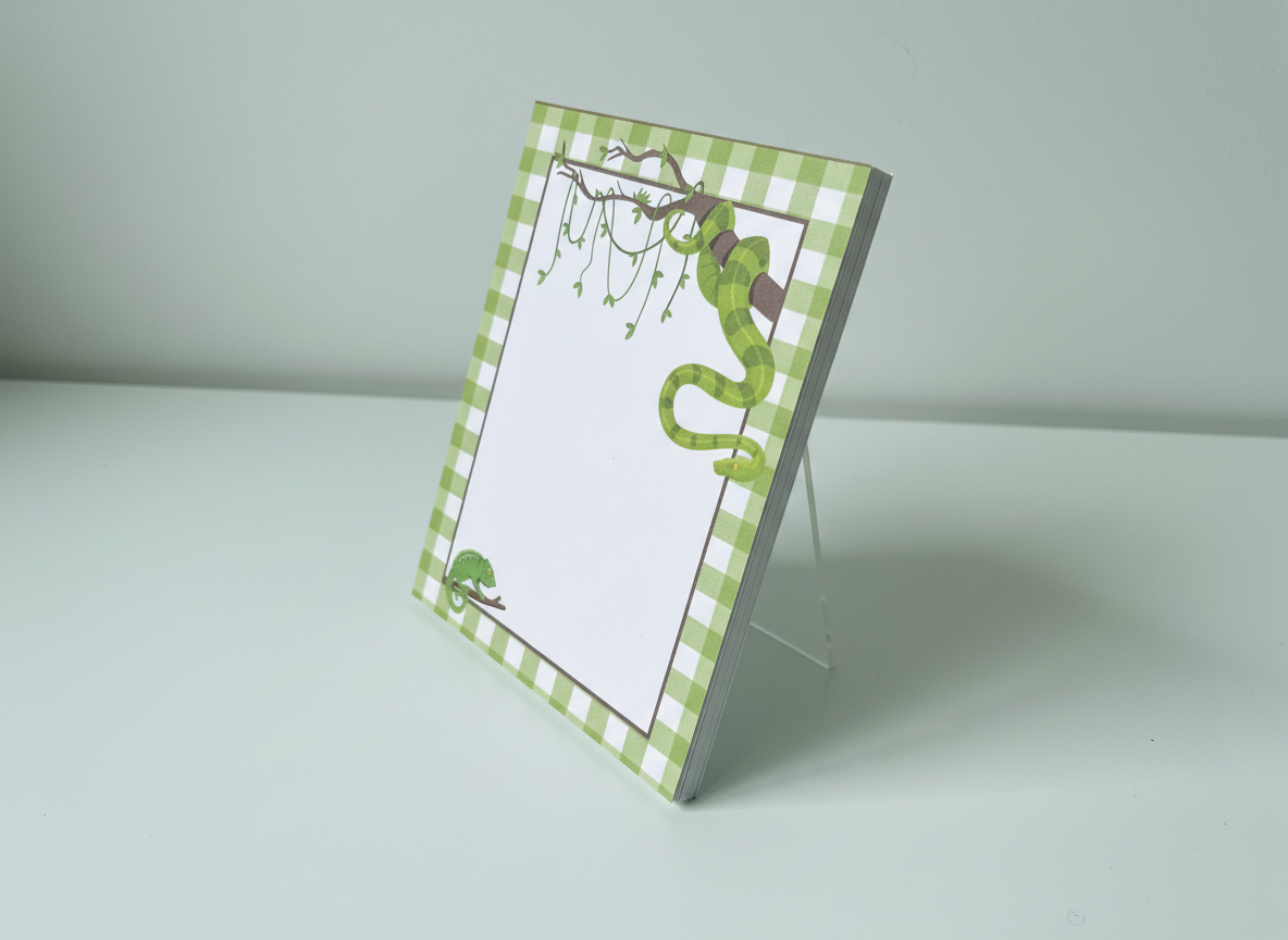 Gingham Reptile Friends Notepad