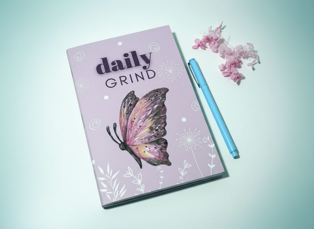 Daily Grind Butterfly Soft-Bound Notebook — Handmade, 6x9, 80 Pages
