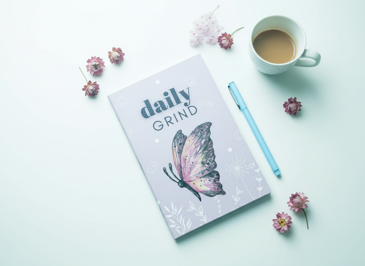 Daily Grind Butterfly Soft-Bound Notebook — Handmade, 6x9, 80 Pages