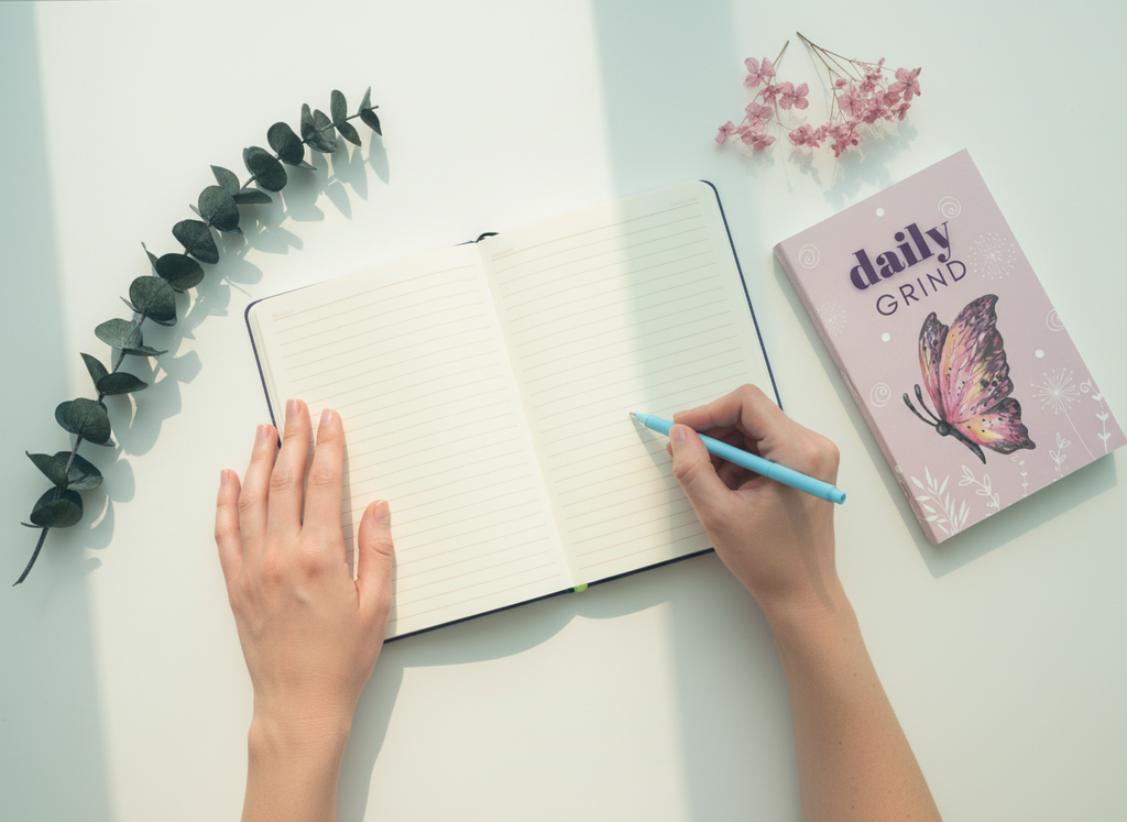 Daily Grind Butterfly Soft-Bound Notebook — Handmade, 6x9, 80 Pages