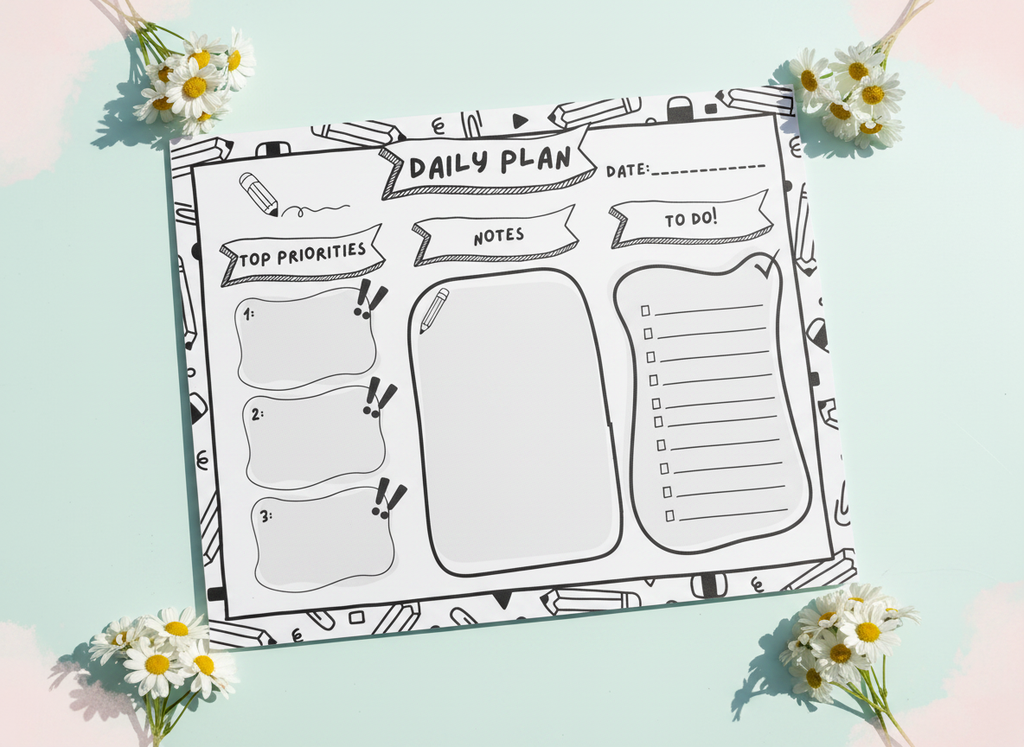 Black and White Day Planner