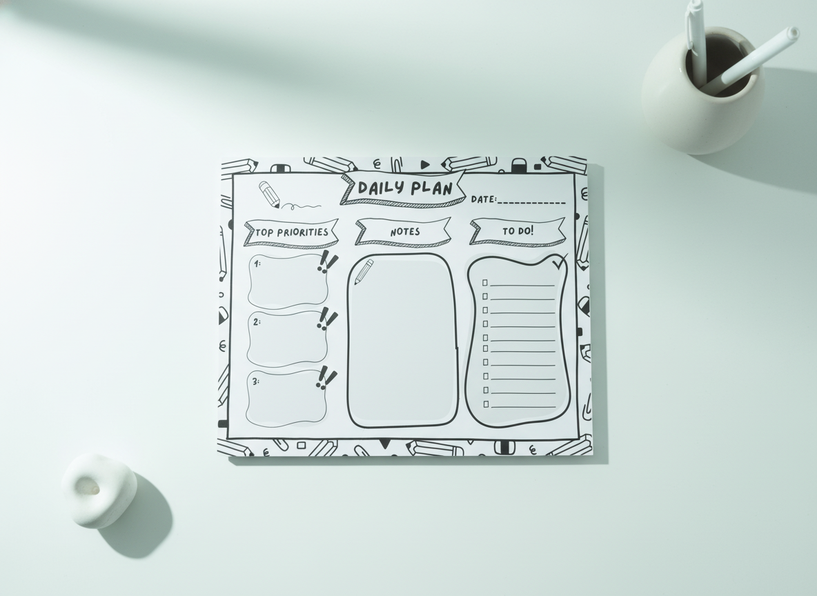Black and White Day Planner