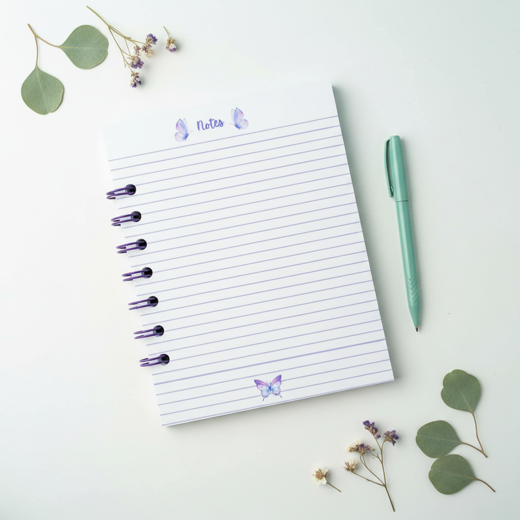 Green Floral & Butterfly Spiral Bound Mini Notebook