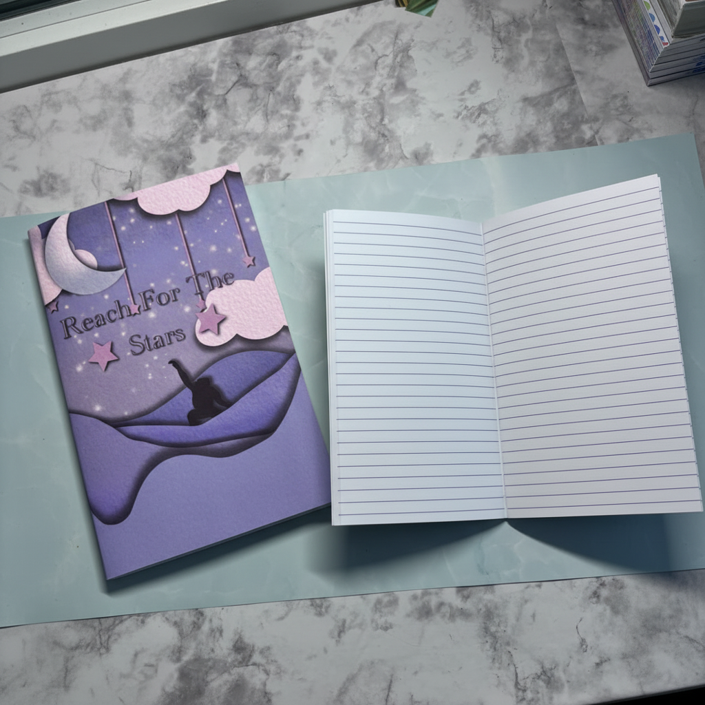Reach For The Stars Soft-Bound Notebook — Handmade, 6x9, 40 Pages