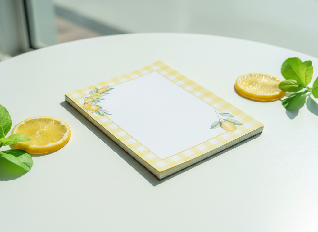 Gingham Lemon Squeeze Notepad