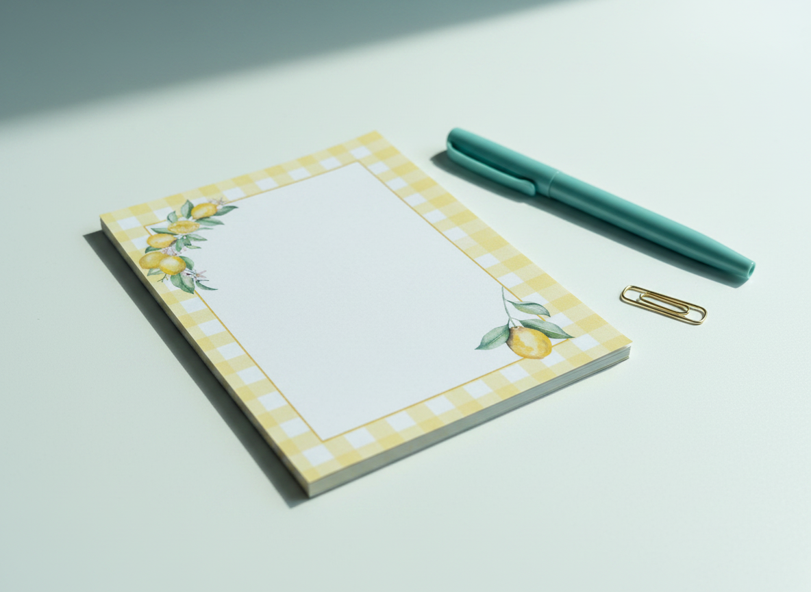 Gingham Lemon Squeeze Notepad