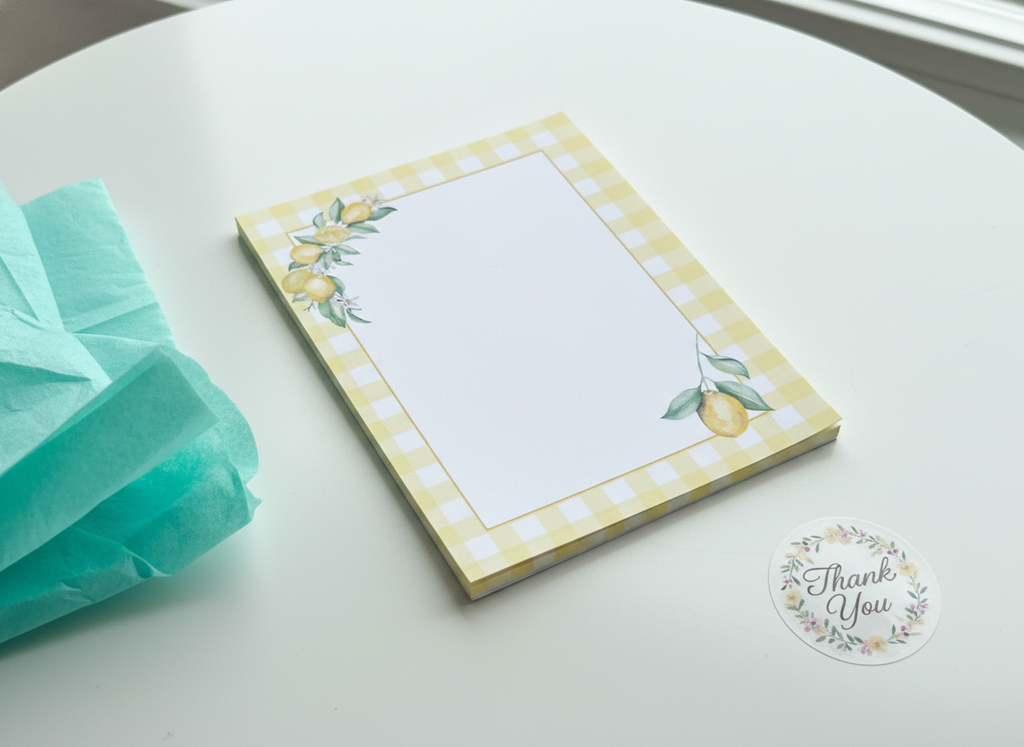 Gingham Lemon Squeeze Notepad