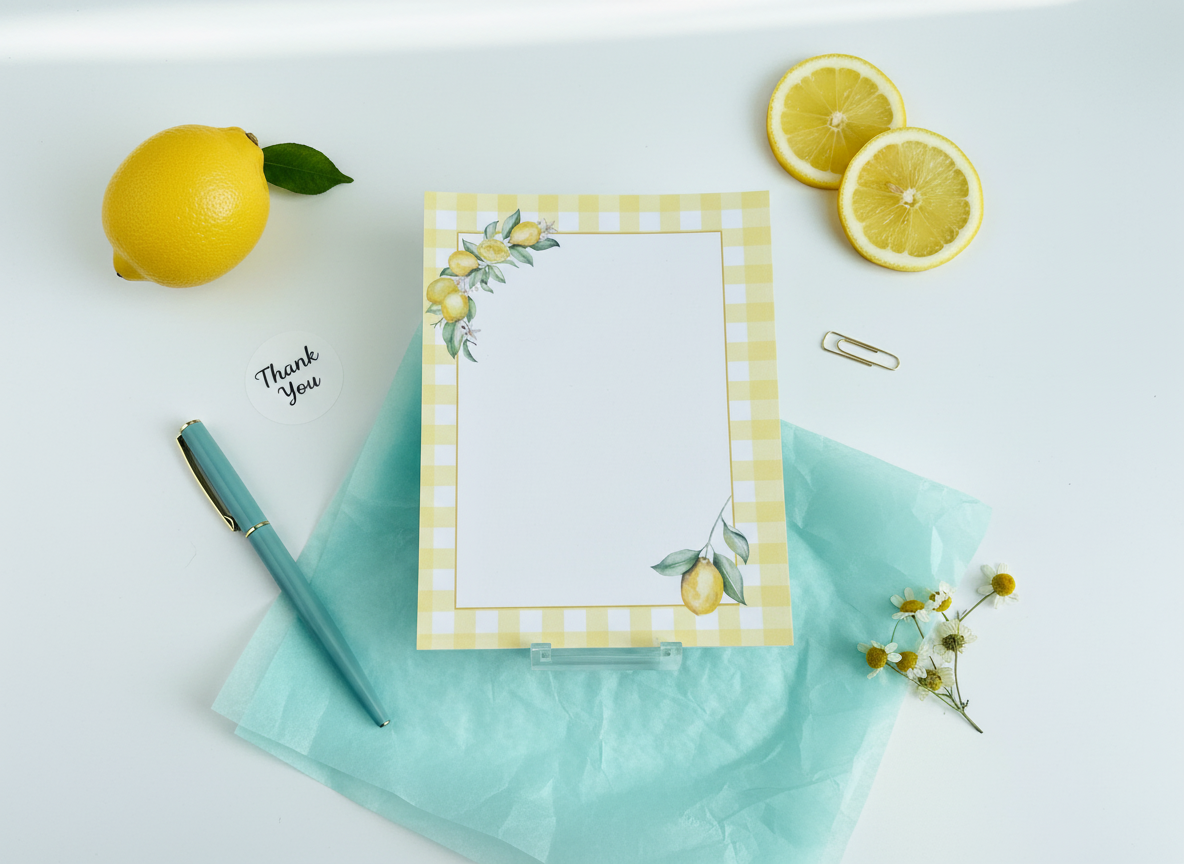 Gingham Lemon Squeeze Notepad
