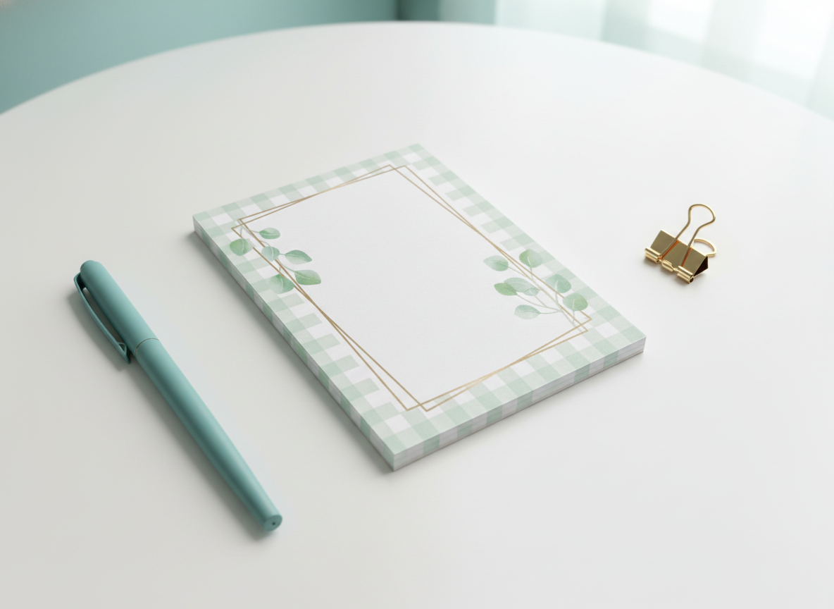 Gingham Eucalyptus Notepad