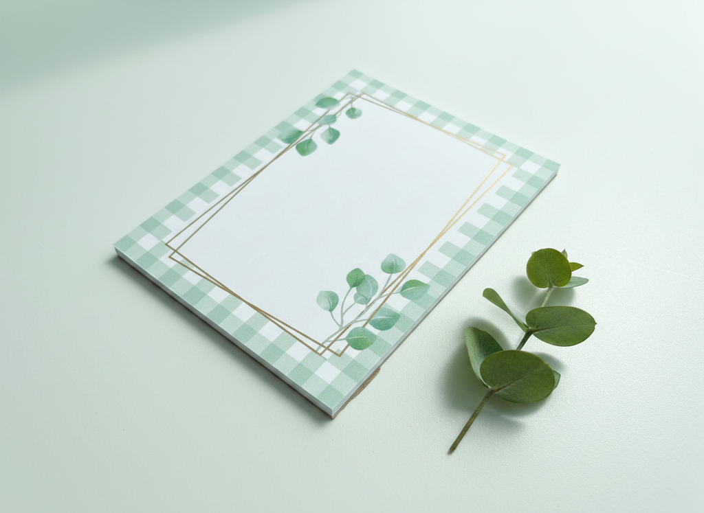 Gingham Eucalyptus Notepad