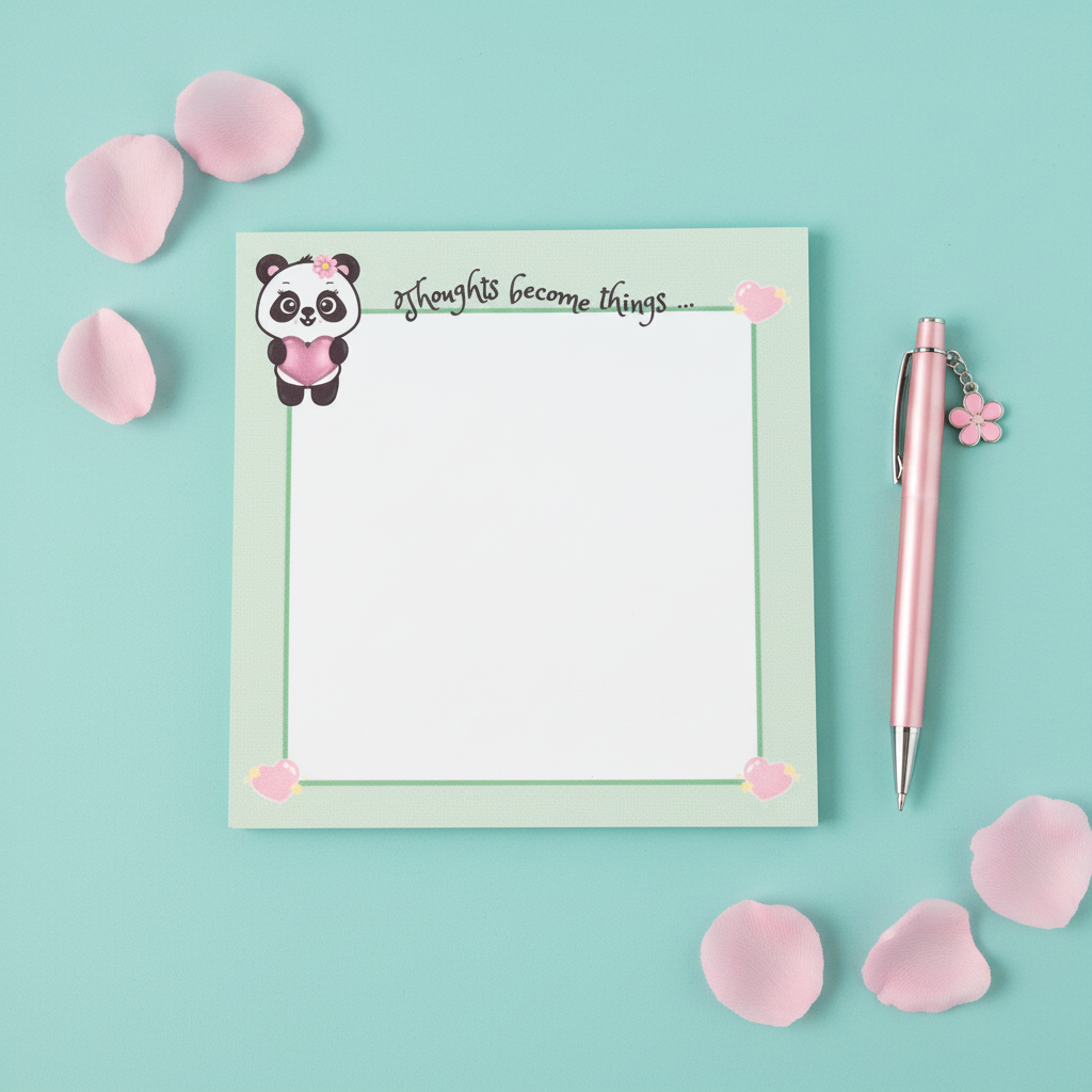 Panda “Thoughts Become Things” Mini Notepad