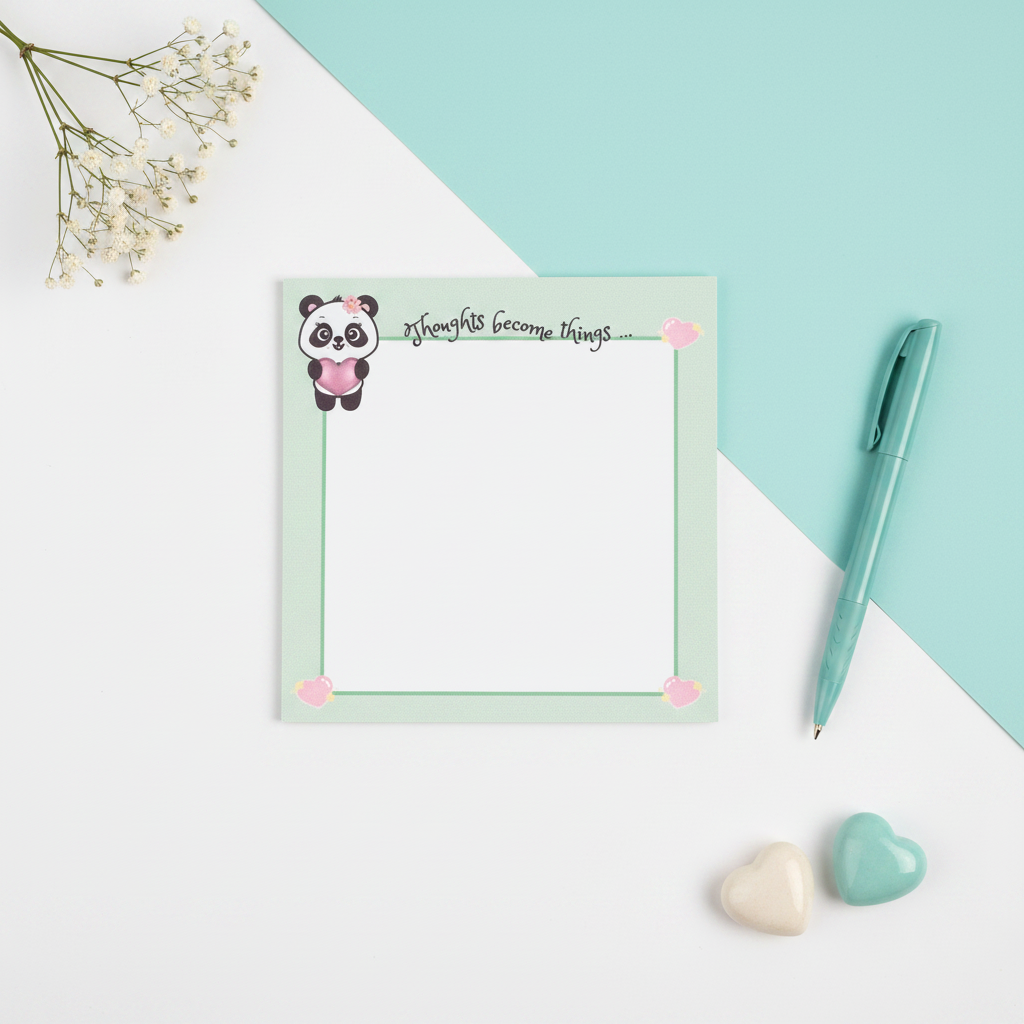 Panda “Thoughts Become Things” Mini Notepad