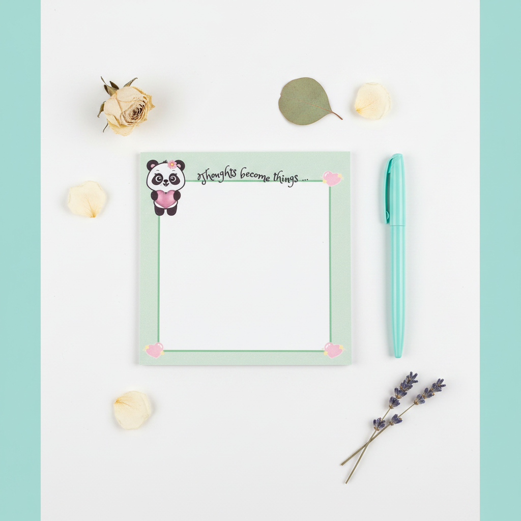 Panda Trio Notepad Set — 3 Mini Tear-Off Panda Notepads (3.5x3.5), Pastel Desk & Planner Memo Pad Bundle