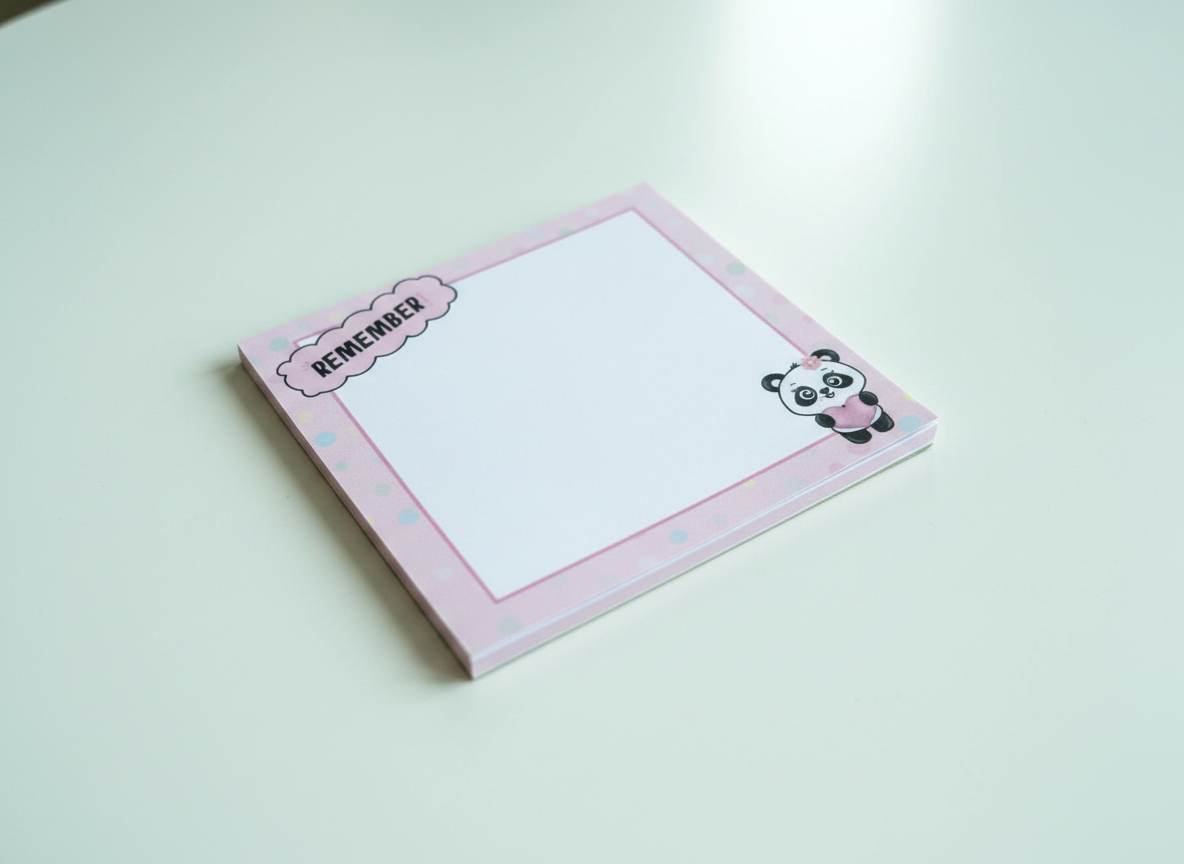 Remember Panda Mini Notepad (Pink) | 3.5” x 3.5” | 40 Sheets | Cute Panda Memo Pad