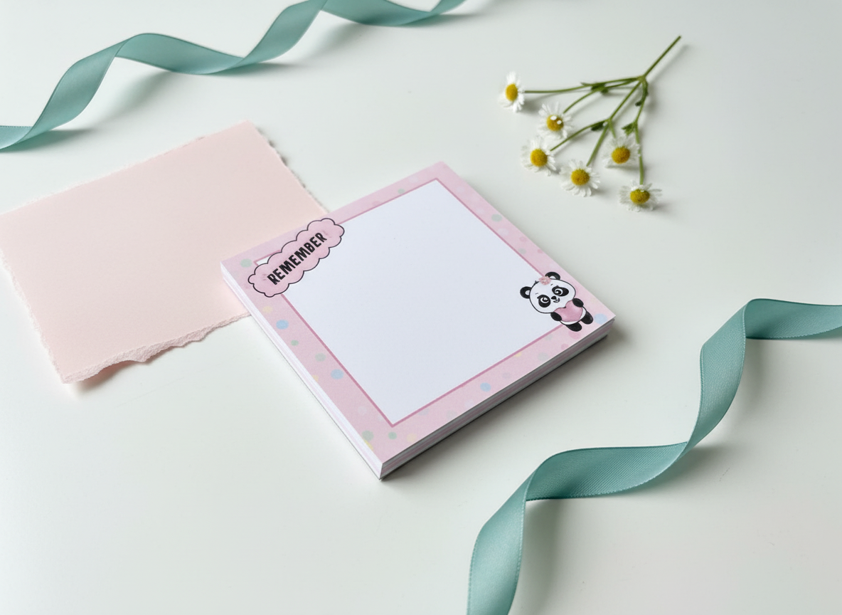 Panda Trio Notepad Set — 3 Mini Tear-Off Panda Notepads (3.5x3.5), Pastel Desk & Planner Memo Pad Bundle