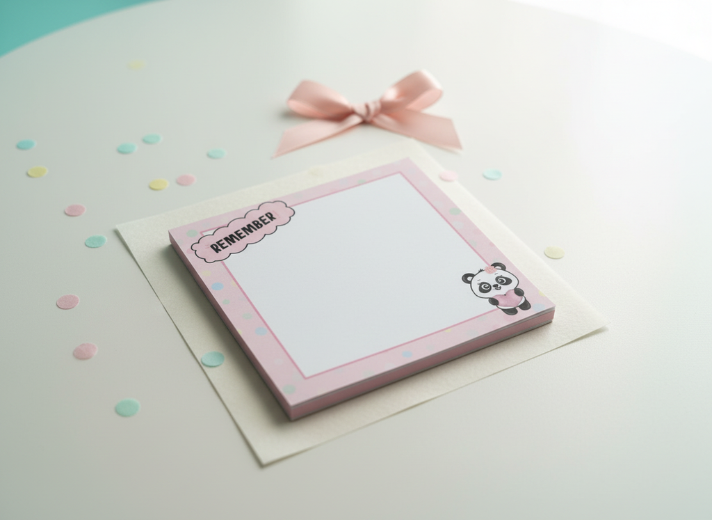 Remember Panda Mini Notepad (Pink) | 3.5” x 3.5” | 40 Sheets | Cute Panda Memo Pad