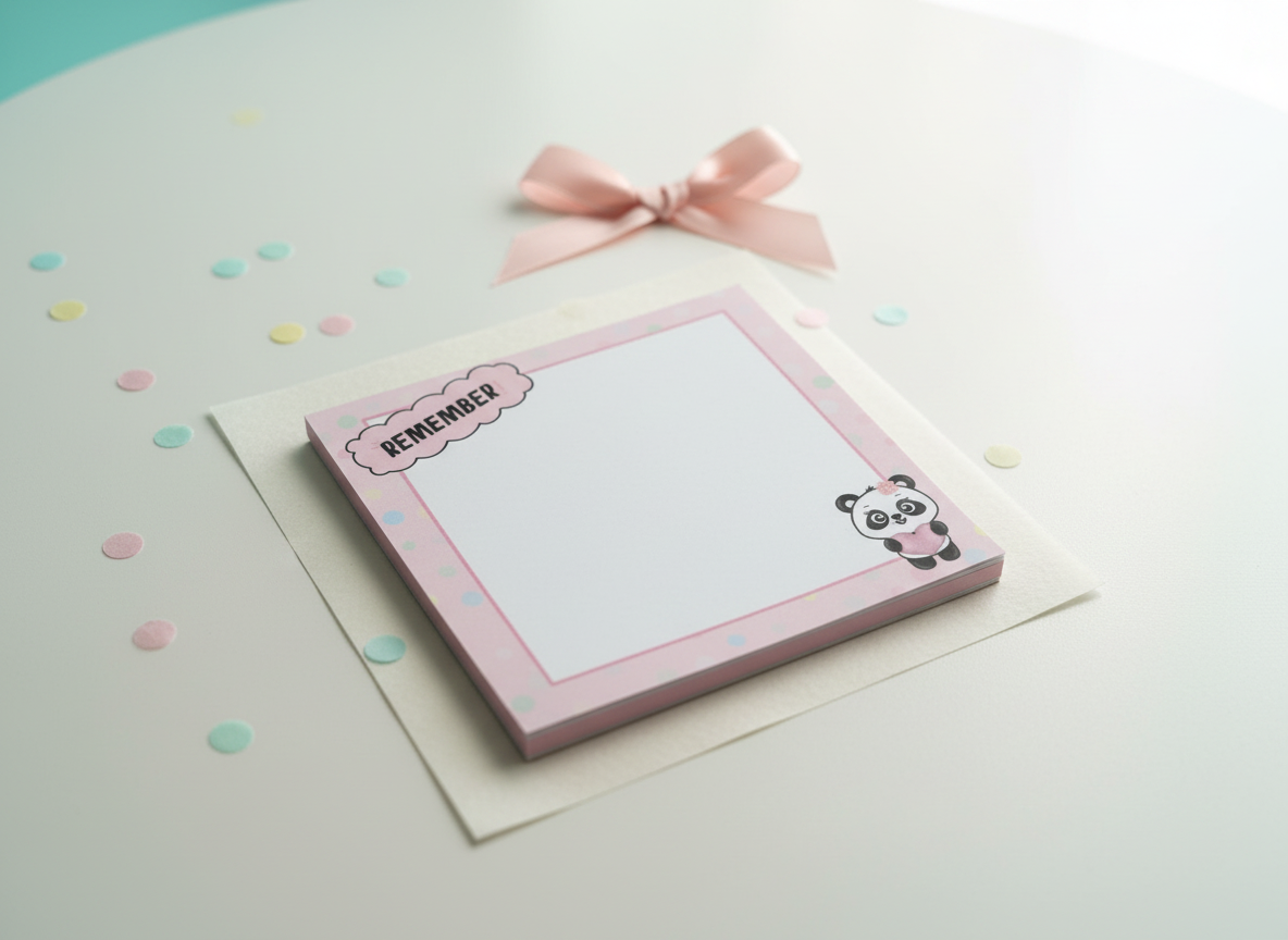 Remember Panda Mini Notepad (Pink) | 3.5” x 3.5” | 40 Sheets | Cute Panda Memo Pad