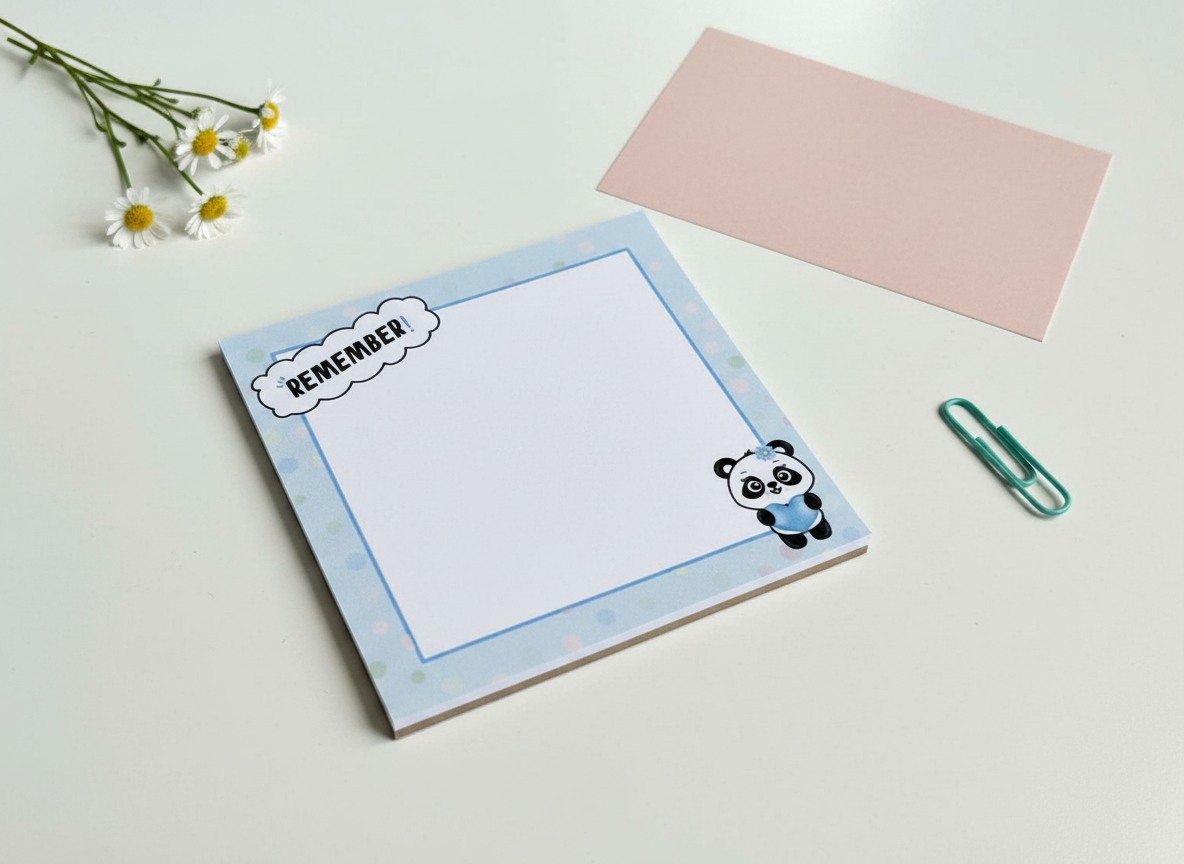 Remember Panda Mini Notepad | 3.5" x 3.5" | 40 Pages