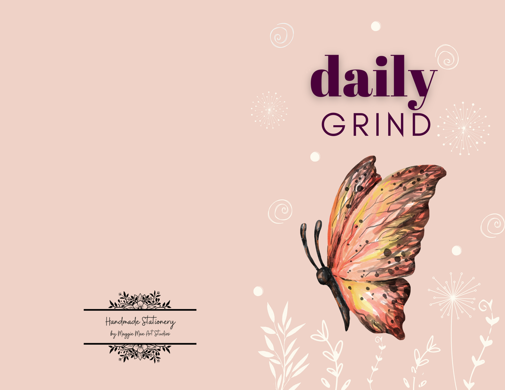 Daily Grind Butterfly Soft-Bound Notebook — Handmade, 6x9, 80 Pages
