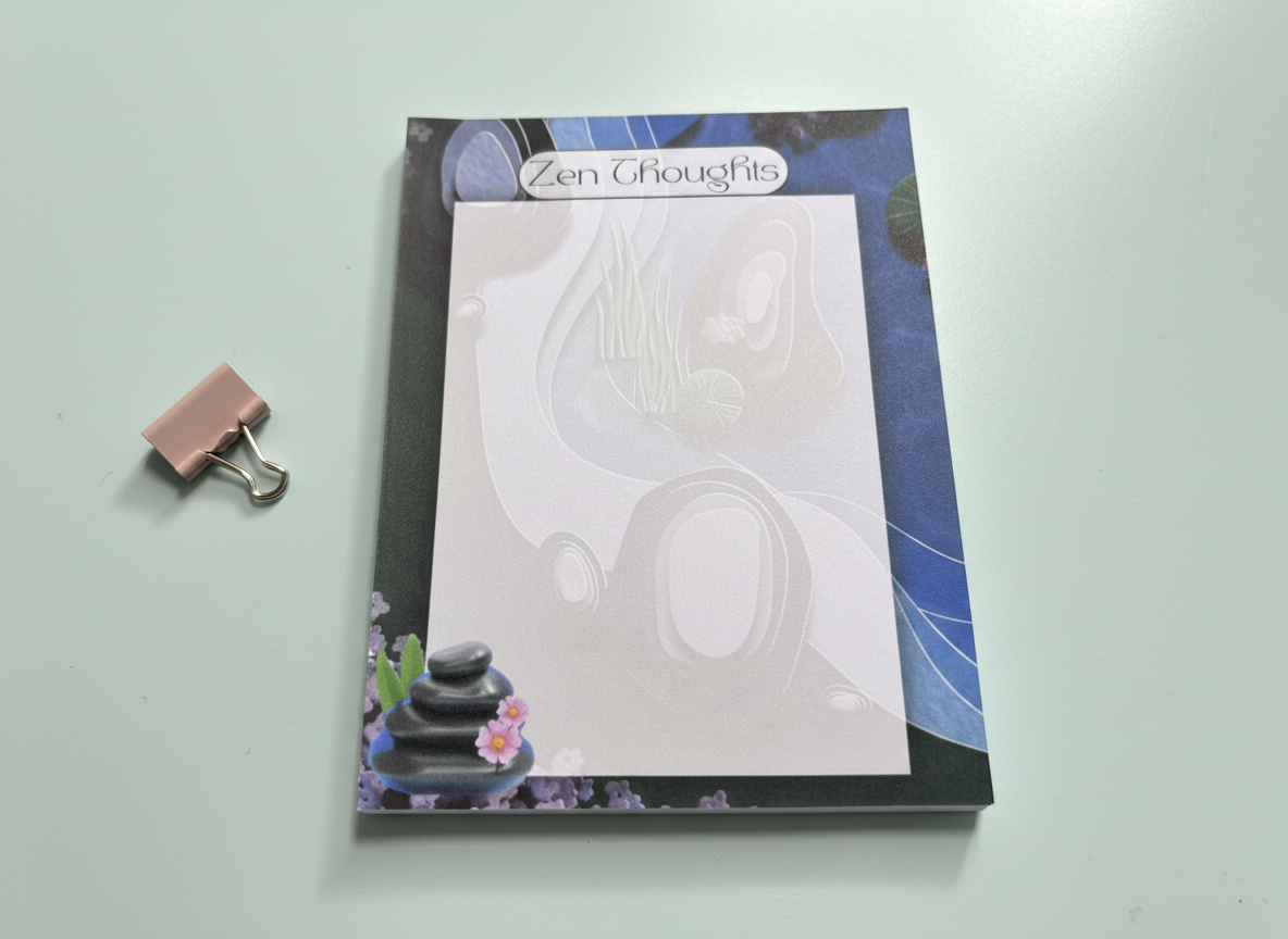 Zen Thoughts Notepad (4.25” x 5.5”) — Tear-Off Top Glued Notepad on Premium 32lb Paper (40 Pages)