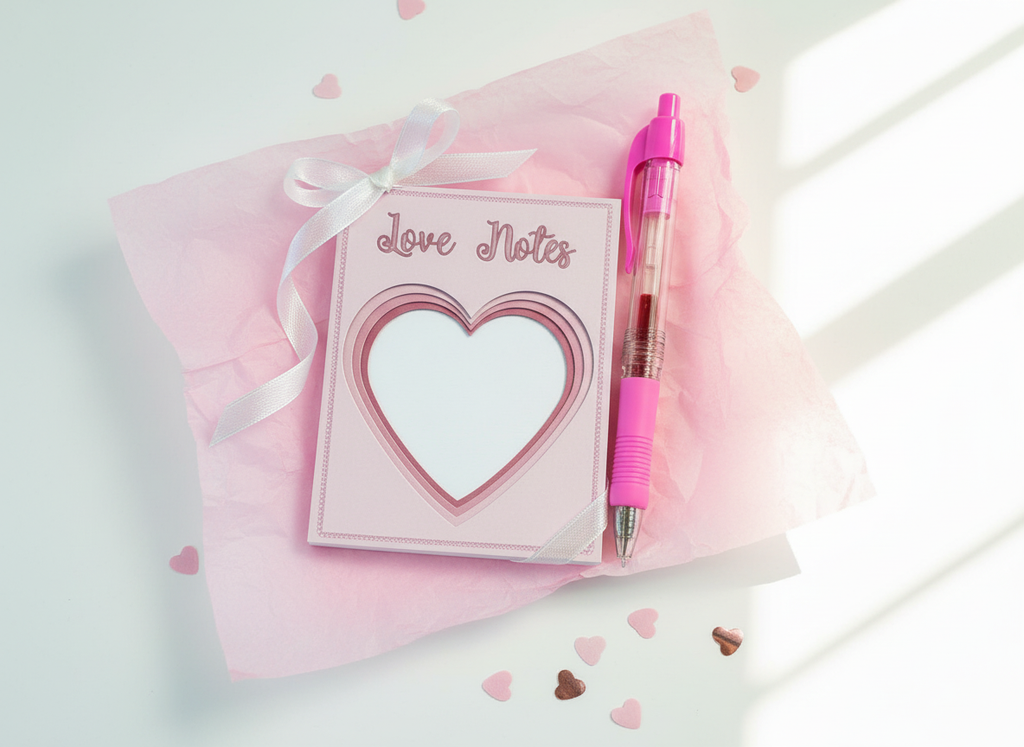 Love Notes Mini Notepad styled as a gift with tissue paper