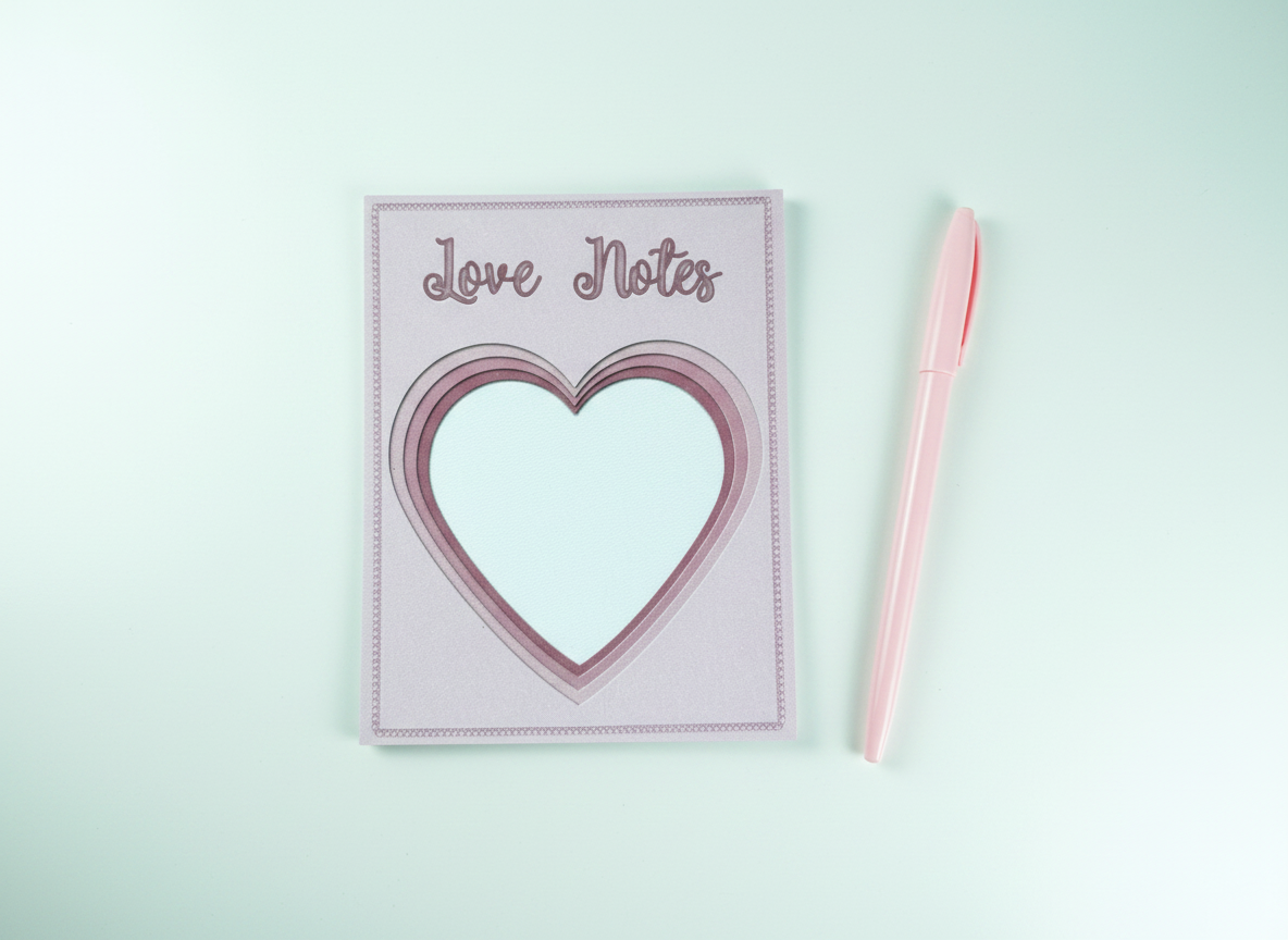 Love Notes Mini Notepad close-up overhead shot